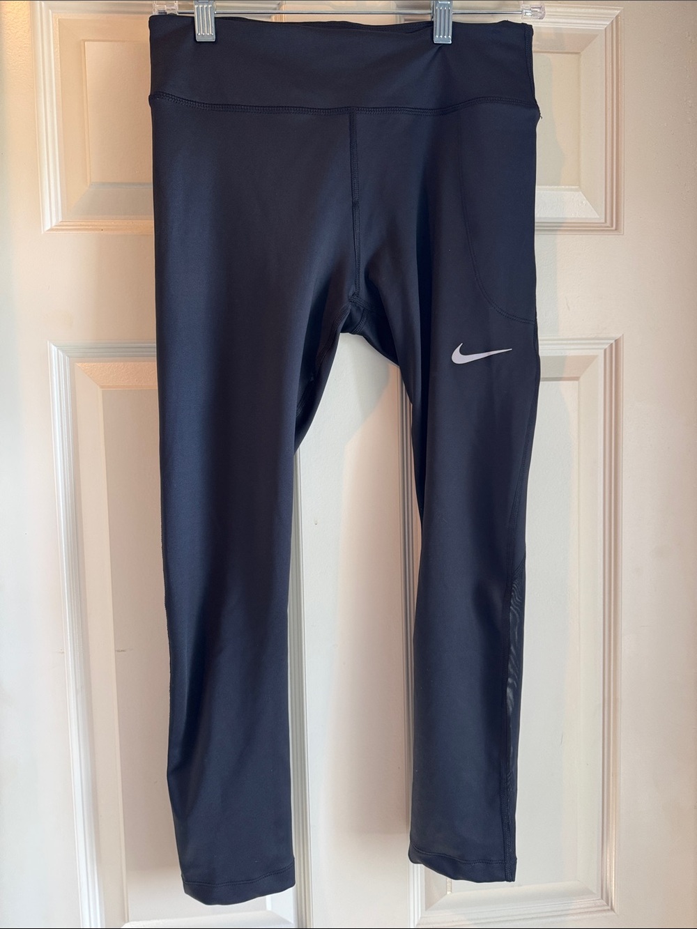 Nike Black Girls' Training Leggings with Silver Swoosh